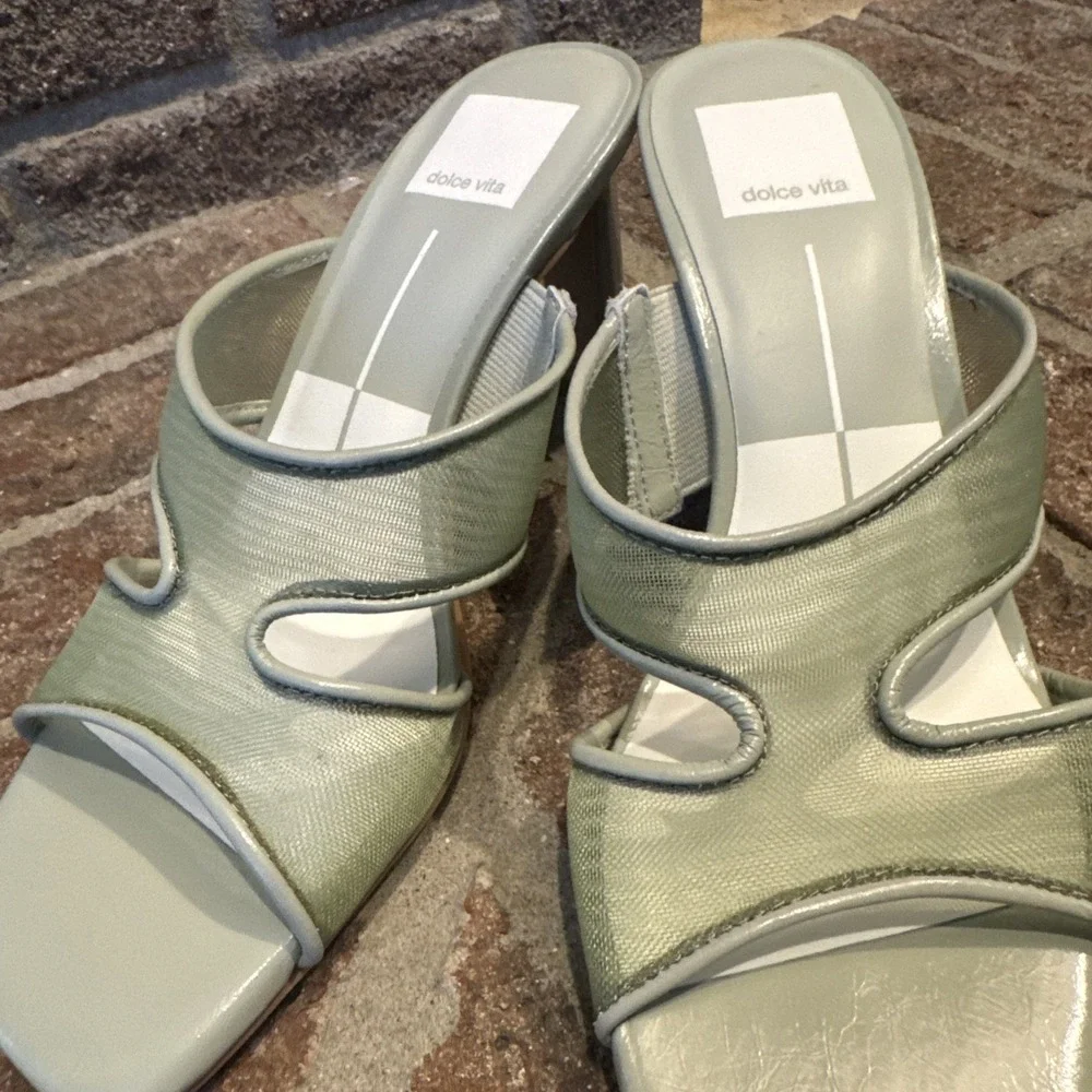 Dolce Vita Womens Sandals Green Mesh Open-Toe Slide Square Toe Size 6 #498